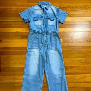 KanCan blue jean jumpsuit.